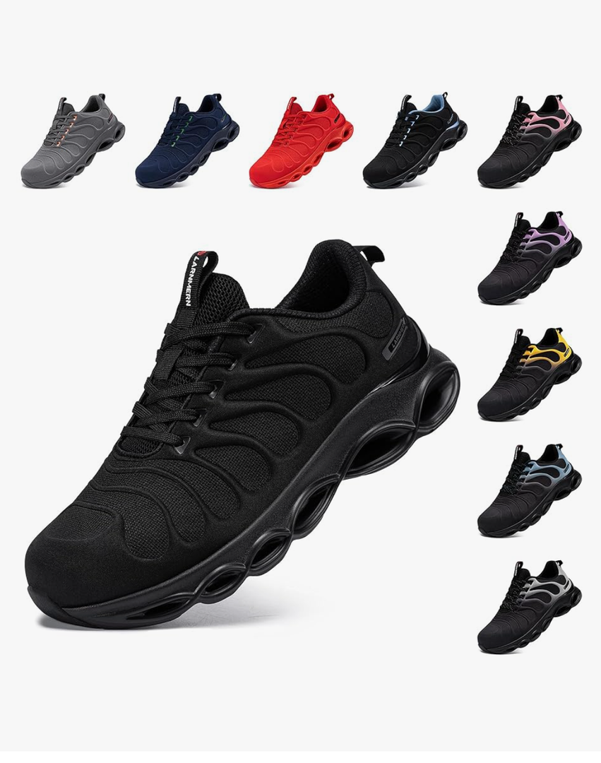 LARNMERN Steel Toe Shoes for Men Women Wide Lightweight Safety Sneakers Comfortable Safety Shoes Colorful Tennis Work Shoes, 11w
