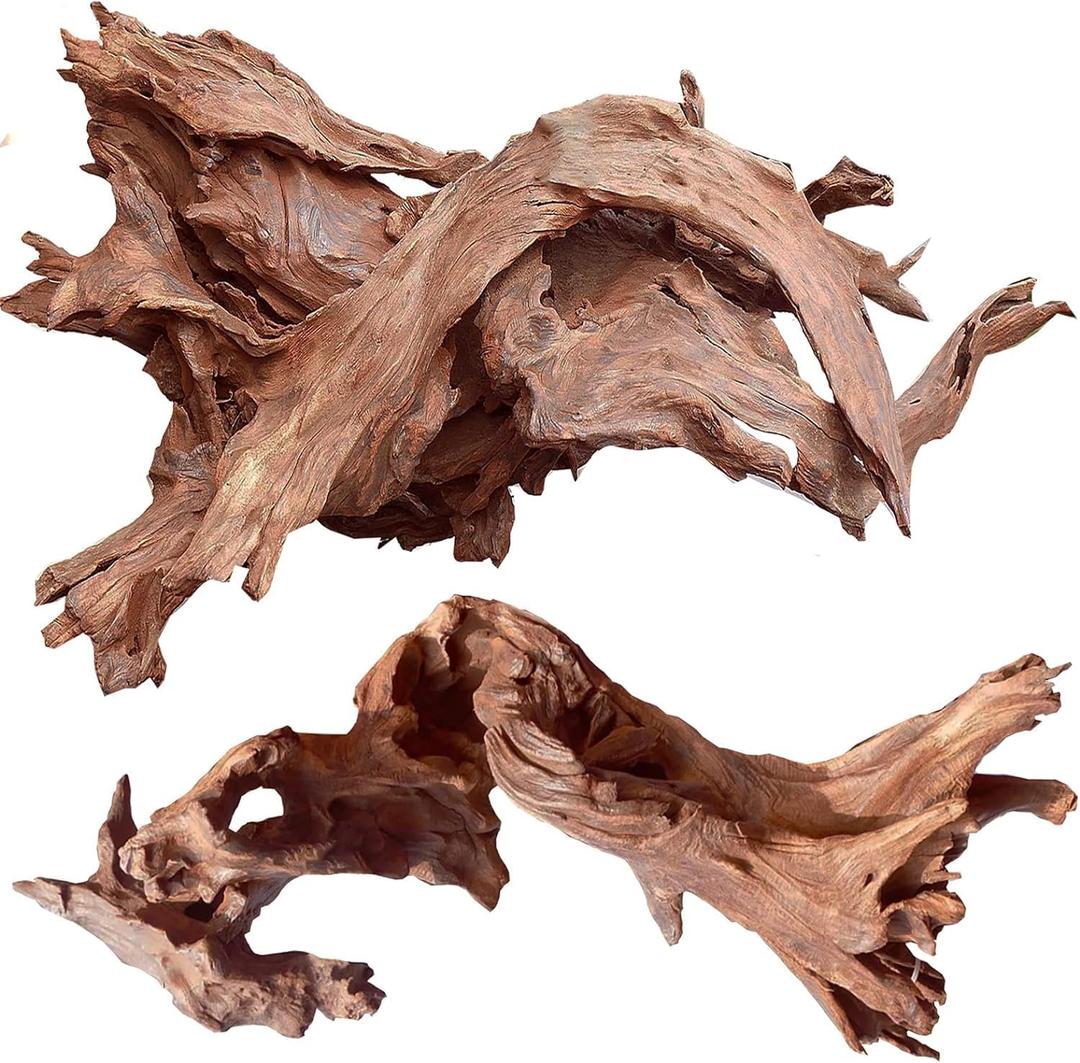 Jorewood Natural Aquarium Driftwood for Fish Tanks & Reptile Terrariums Safe Fish Tank Decorations, Unique Twisted Branches 2-Piece 10-14 Inch Low Tannin, Easy to Sink