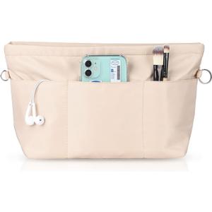 Sightor Nylon Handbag Organizer Insert - Purse Tote Shaper in Bag (Beige, Large)