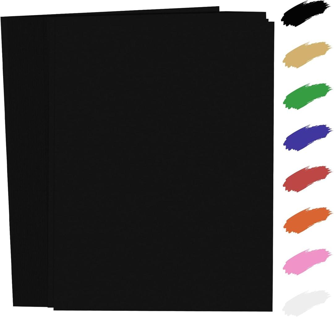100 Sheets Black Card Stock 8.5 x 11in,250GSM 92lb Black Cardstock Card Stock Construction Paper,Heavy Weight Printer Paper for Invitations, Stationery Printing, Scrapbooking,Crafts, DIY Cards