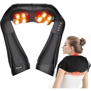 Joyset Shiatsu Neck and Back Massager with Heat,Electric Shoulder Massager for Pain Relief Deep Tissue,3D Kneading Massage with Cloth Cover Easy to Clean Best Gift for Men Women Parents (Black+velvet)
