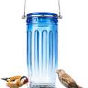 Kingsyard Blue Bird Water Dispenser - 16 Oz Glass, Metal Hanging for Garden Yard Decoration