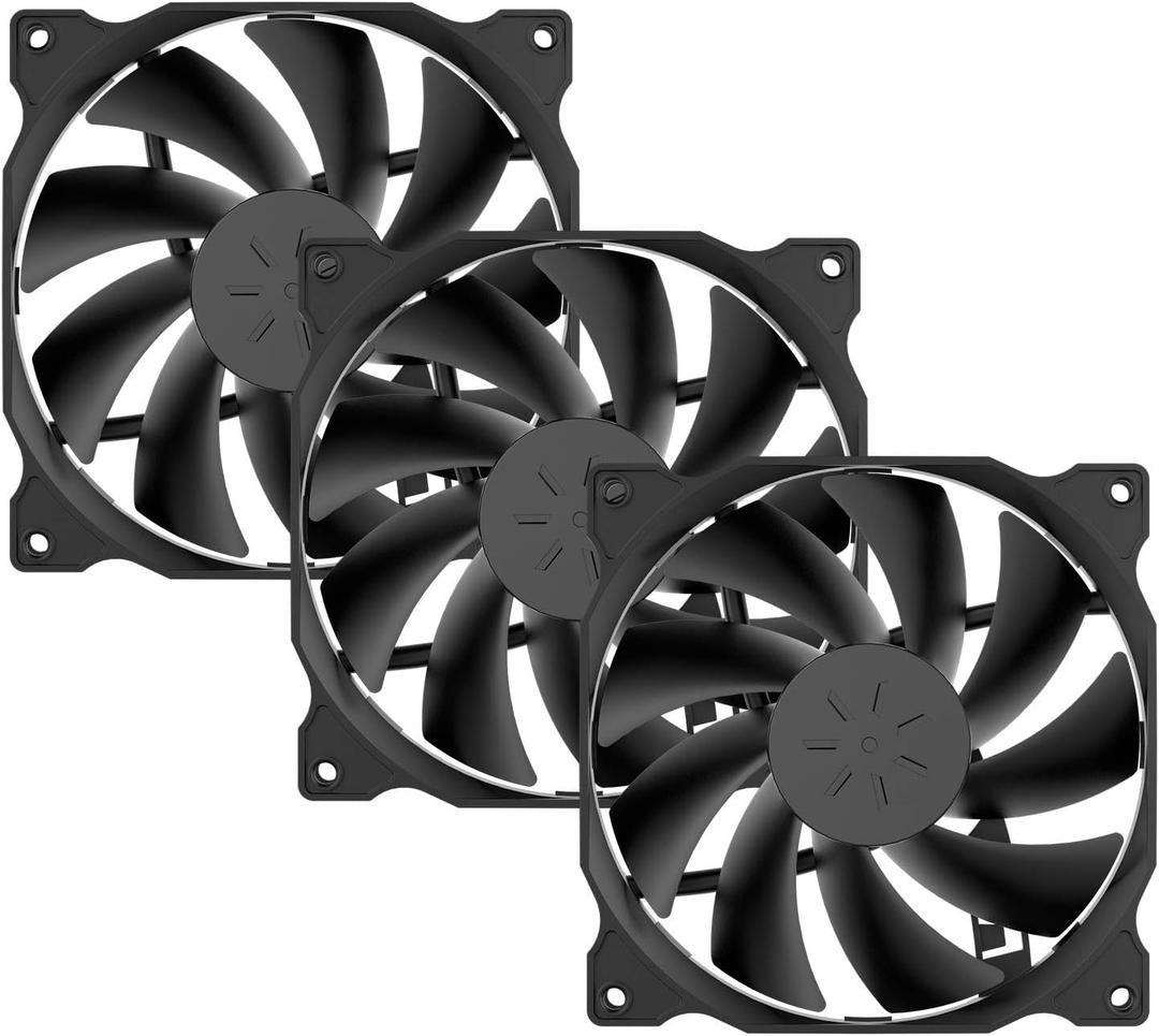 uphere 3-Pack Long Life Computer Case Fan 120mm Cooling Case Fan for Computer Cases Cooling,12BK3-3