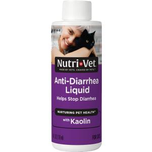 Nutri-Vet Anti-Diarrhea Liquid for Cats, Gentle Formula with Pectin and Kaolin, Soothes Upset Stomach and Irritated GI Tract, Slows Stool Passage, Cat Essentials, Detoxifies Bacterial Toxins, 4oz