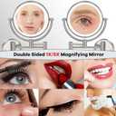 Bathroom Magnifying Makeup Mirror Wall Mounted with Light, Hardwired 7W LED Lighted Vanity Mirror, 360 Swivel 17.7 Inch Brass Extension Arm, Touch Dimmable, Brushed Nickel