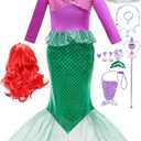 ZaisuiFun Princess Dress Up Mermaid Costume Little Girls Mermaid Dress Halloween Cosplay Costumes, Purple, 2-3 Years (Tag 100)