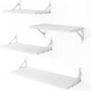 YGEOMER Floating Shelves for Wall, Different Sizes White Wall Shelves for Living Room, Bathroom, Bedroom, Kitchen, Home Decor (Set of 4)