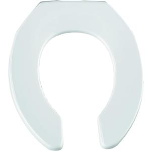BEMIS 955CT Commercial Open Front Plastic Toilet Seat, Heavy Duty Industrial Seat without Lid, Secure Installation for Long Lasting Use, Made in USA, Round, White