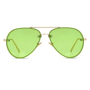 Freckles Mark Oversized Aviator Sunglasses Vintage Retro Gold Metal Frame Colorful Lenses 62mm (Clear Green)