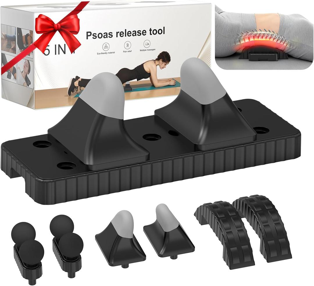 Psoas Release Tool-Hip Hook Psoas Muscle Release Tool Fully Adjustable for Myofascial,Back,Hamstrings,Iliacus,Waist Pain,Hip Flexor Release Tool and Trigger Point Massage Tool (Black)