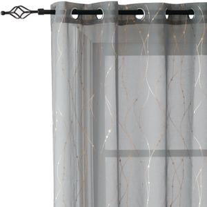 SMILE WEAVER Grey Sheer Curtains 63 Inch Length for Living Room,Star Print Light Filtering Semi Sheer Curtains for Bedroom,Privacy & Light Weight Voile Transparent Grommet Window Drapes 2 Panels