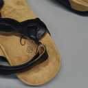 Athlefit Womens Black Orthopedic Arch Support Sandals Casual Summer Walking Adjustable Thong Sandals for Women Size 6.5