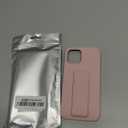 LAUDTEC Silicone Kickstand Case Compatible with iPhone 12/12 Pro, Vertical and Horizontal Stand Hand Strap Metal Kickstand Cover, Flexible Soft Liquid Silicone Stand Case for iPhone 12/12 Pro (Pink)