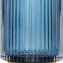 DASITON Makeup Brush holder Organizer,Crystal Cosmetic Makeup Brush Glass Brushes Storage Holder, Vintage Make Up Brush Cup Pen Pencil Holder striped vase(Blue L)