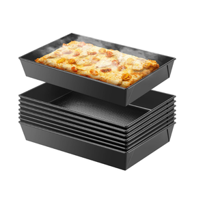 RimCereal 8 Pcs Detroit Style Pizza Pan 10 x 14 x 2.36 Inch Hard Rectangular Deep Pizza Pans Non Stick Sicilian Style Pan Dish Pre Seasoned Bakeware Kitchenware
