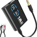 1Mii Bluetooth 5.3 Transmitter Receiver for TV to Wireless Headphones, Dual Link AptX Adaptive/Low Latency/HD Audio, Aux Adapter for Home Stereo, Airplane, Boat, Gym (Black)