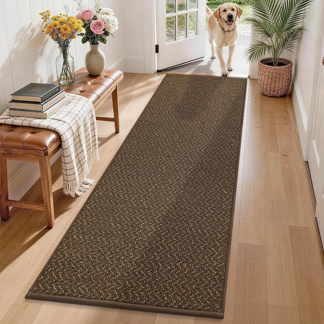 COSY HOMEER Hallway Runner Rug 2'x8' Non Slip Washable Entryway Runner Rugs Absorbent Stain Resistant Carpet Rug Runners for Hallways,Entrance and Laundry Room,Brown
