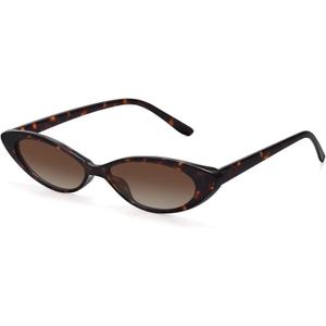 STORYCOAST Retro Cat Eye Sunglasses for Women Vintage 90S Trendy Small Frame Sun Glasses Skinny Oval Shades UV400 Protection Tortoise Frame-Gradient Brown Lens