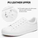 SERNIAL Womens White Tennis Shoes PU Leather Sneakers Casual Walking Shoes for Women (White), Size US 7.5