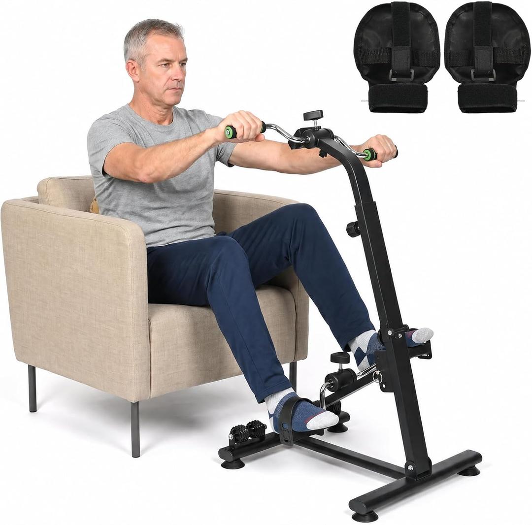 Adjustable Pedal Exerciser Bike for Seniors with a Pair of Gloves