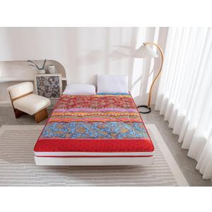 Japanese Floor Mattress Futon, Thicken Foldable & Portable Roll up Camping Mattress, Bohemia Yellow Queen