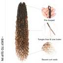 Toyotress Boho Crochet Braids Human Hair - 18 Inch 8 Packs Pre-Looped Miracle Knots Crochet Hair for Black Women, Ombre Brown Handmade Pre-Twisted Braiding Hair Extensions 18 Inch (Pack of 8), T30