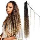 Boho Goddess Faux Locs Crochet Hair 30 Inch 8 Packs Distressed Soft Locs Pre Looped Crochet Braids with Curly Ends (80 Strands, 1B/30/27)