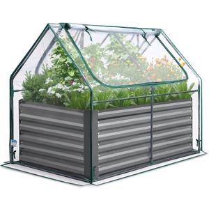 Quictent Raised Garden Bed Galvanized Raised Beds for Gardening Vegetables with Cover 4x3x2 ft Tall Metal Planter Box Outdoor Use (Clear)