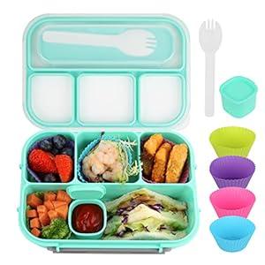 MaMix Bento Box Adult, Lunch Box Kids, Lunch Containers for Adults/Kids/Students,1300ML-4 Compartment Bento Box , Green