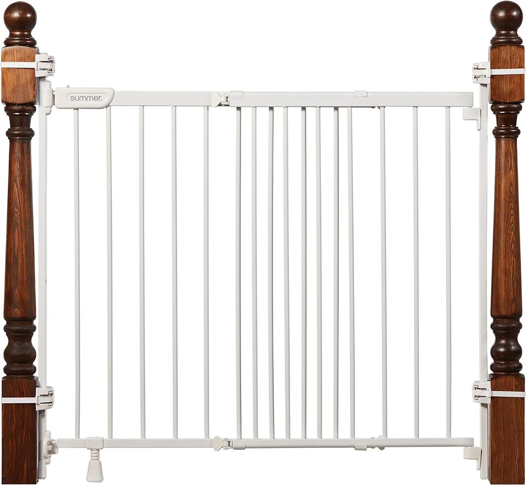 Ingenuity The Stairway+ 46W Series, 32"-48" Wide, 32.5" Tall, Baby Gate for Stairs, Dog Gate Indoor with Door for Banister to Banister Installation - White Metal