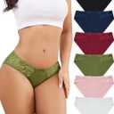 Aijolen Women's Cotton Bikini Panties Lace Cheeky Underwear for Women Breathable Soft Underwear Women Pack ,Small