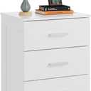 WLIVE White Night Stand with 3 Drawers, Small Nightstand with Storage, Wooden Bedside Table Modern End Table for Bedroom, Living Room, Office, 12.9" D x 16" W x 21.6" H