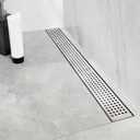 Neodrain 24-Inch Linear Shower Drain with Quadrato Pattern Grate,Brushed 304 Stainless Steel Rectangle Shower Floor Drain,Linear Drain with Leveling Feet,Hair Strainer