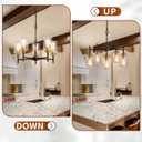 HOXIYA DIMMABLE PRE-Wired Plug in Chandelier with Clear Glass Shade Cord, 5 Light Modern Island Farmhouse Light Fixture, Black and Gold Pendant Ceiling Hanging Lighting for Dining Room