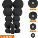 Stanbroil 12 Pack Ceramic Balls, Mixed of 4 Size Fireplace Balls, Modern Accessory for Indoor or Outdoor Fire Pits Fire Bowl and Fireplace, Black