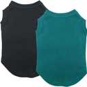 Chol&Vivi Dog Clothes, 2pcs Soft Breathable Cotton T-Shirts, XL Size, Black and Dark Green