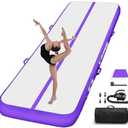Gymnastics Mats, Air Mat Tumble Track 16.5FT 4 Inch Thickness Inflatable Training with Carry Bag Electric Pump For Home Use, Cheerleading, Yoga, Water Exercise (Purple) 16.5ftx3.3ftx4inch
