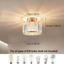 Gold Ceiling Lamp, Semi Flush Mount, Small Crystal, Entryway Chandelier for Dining Room, Bedroom, Kitchen