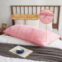 XeGe Cozy Faux Fur Fluffy Long Body Pillow Cover, 20"x54", Light Pink