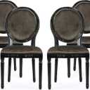 Christopher Knight Home Faithe Contemporary Velvet Dining Chairs (Set of 4), Gray, Gloss Black
