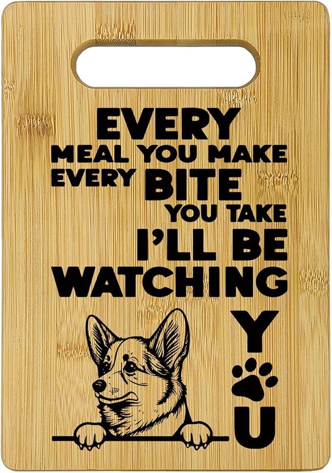 Qeheb Corgi Dog Cutting Boards for Kitchen, Corgi Gifts, Corgi Gifts for Corgi Lovers Bamboo Cutting Board, Every Meal You Make Every Bite You Take Corgi Mom Decorative Cutting Boards for Kitchen