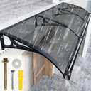 Window Awning for Door Entrance, Patio Awnings Exterior Aluminum Alloy Bracket with Polycarbonate Cover Easy to Install Front Door Canopy UV/Rain/Snow Protection, Grey/24x24in
