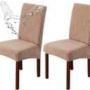 Genina Waterproof Dining Room Chair Covers 2 Pack Stretch Parsons Chair Slipcovers for Dining Room Kitchen Chair Protector Cover, Removable, Washable (2, Flower Pattern-Khaki)