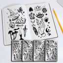 FINGERINSPIRE 4 Pcs Magic Theme Metal Stencils Template, Stainless Steel Drawing Painting Stencils for Card Making Scrapbooking DIY Etched Dies Halloween Decoration Supplies