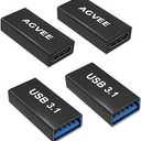 AGVEE 4 Pack USB-C Female to USB-A Female Bidirectional Adapter, Type-C USBC 3.2 Gen 1 Coupler Extender Extension Converter Connector, Black