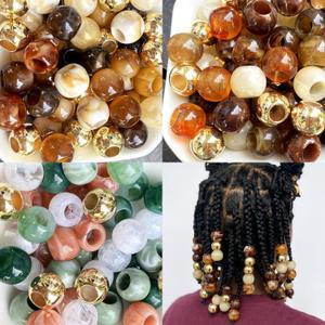 280Pcs Hair Beads for Braids Large Hole African Hair Bead for Women for Large Braids 14mm Brown Jumbo Pony Beads for Braiding Jewelry Making Macrame Crafts Assorted Colors Beading Supplies