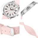 Asan Ge Watches for Women, Fashion 3ATM Waterproof Minimalist Lightweight Easy-to-Read Analog Watch Durable Soft Breathable Silicone Watch, Stain-Resistant Suitable for Daily Work, Leisure, Outdoor Activities (Small Pink)