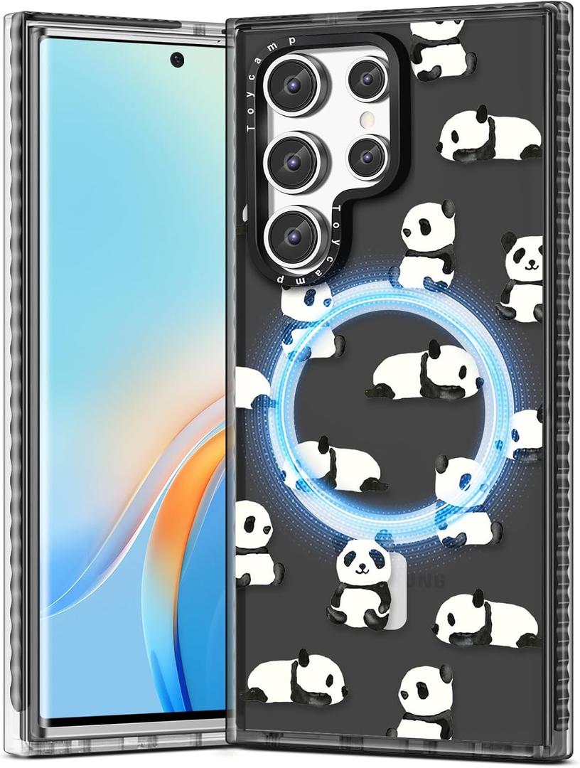 Toycamp for Samsung Galaxy S23 Ultra case - Compatible with MagSafe Women Girls Cute Phone Cover Magnetic with Shockproof Protective Girly Pretty Designer for Samsung S23 Ultra Cases, Panda