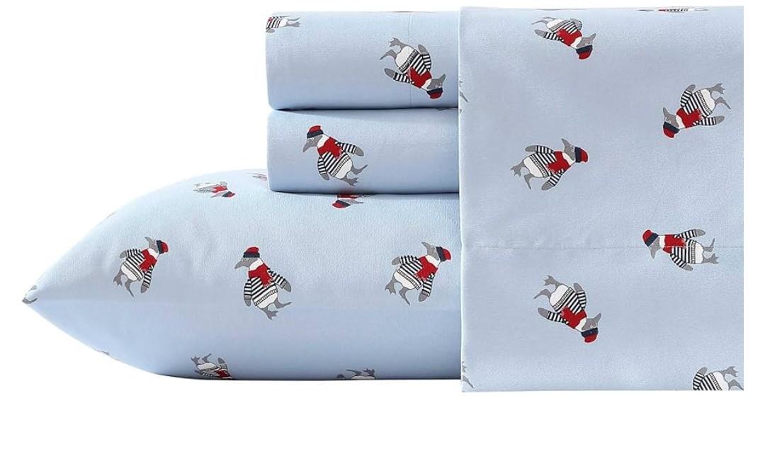 Nautica - Queen Sheet Set, Brushed Flannel Bedding Set, Soft & Cozy Room Essentials, Oeko-Tex Certified (Queen) Pattern May Vary