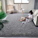 Fluffy Grey Rugs for Bedroom Living Room, 5x8 Feet Soft Plush Shaggy Light Gray Girls Boys Kids Rug, Non-Slip and Machine Washable Carpet for Dorm Nursery Classroom Decor